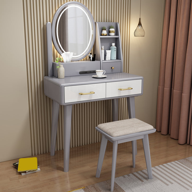 Traditional Rubberwood Makeup Counter Drawers Vanity Dressing Table