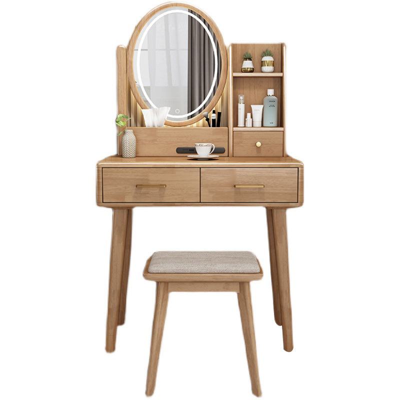 Traditional Rubberwood Makeup Counter Drawers Vanity Dressing Table