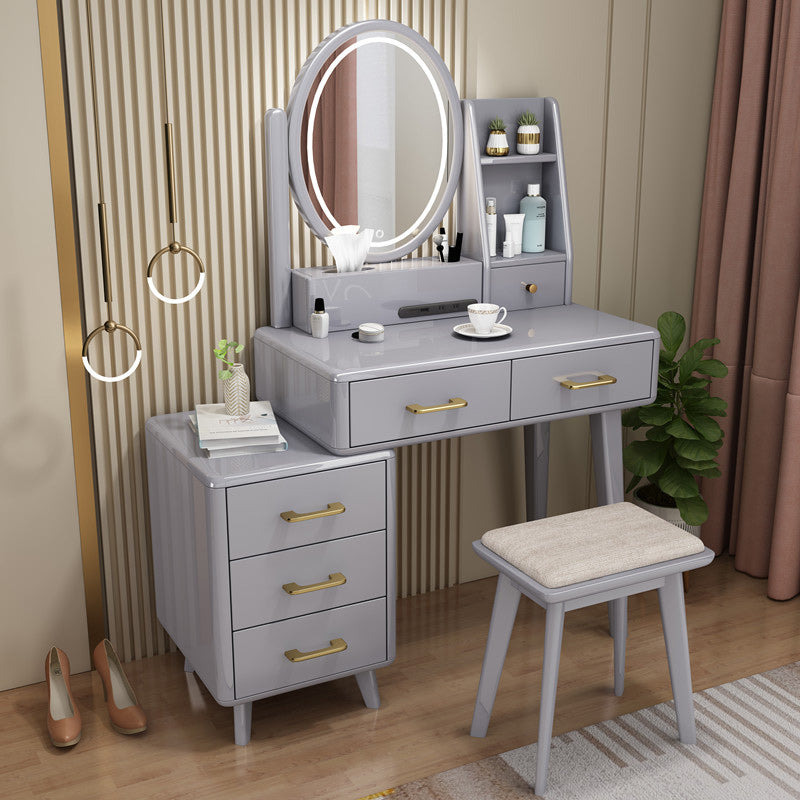 Traditional Rubberwood Makeup Counter Drawers Vanity Dressing Table