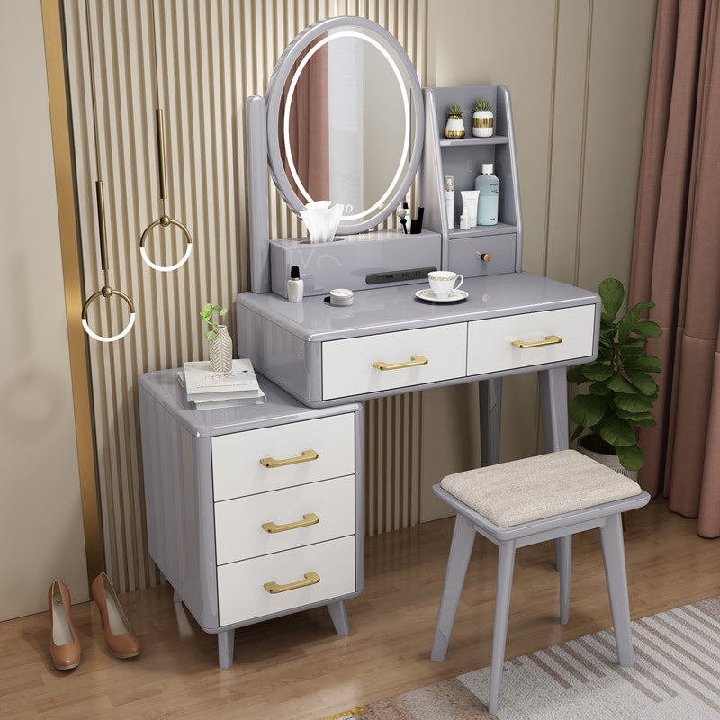 Traditional Rubberwood Makeup Counter Drawers Vanity Dressing Table