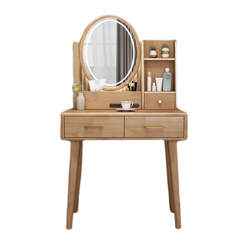 Traditional Rubberwood Makeup Counter Drawers Vanity Dressing Table