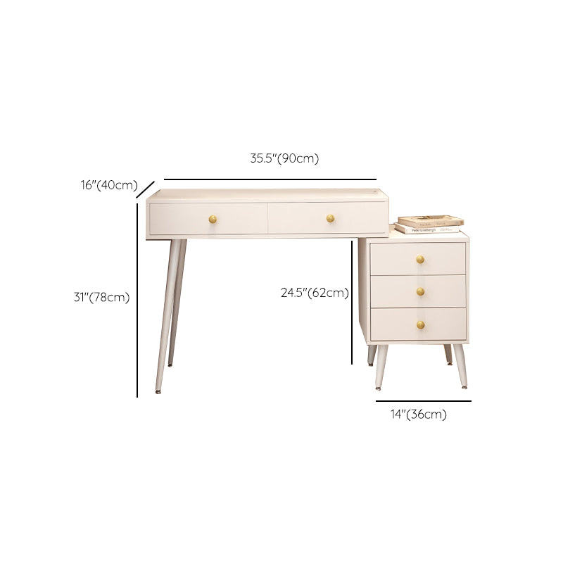 Modern White Solid Wood Makeup Vanity Desk Bedroom Vanity Dressing Table Set