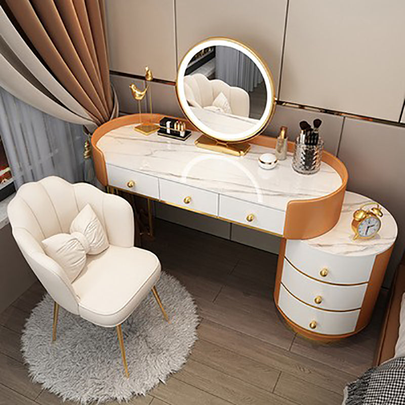 Wooden Makeup Vanity Desk Bedroom Dressing Table Stool Set with Drawer