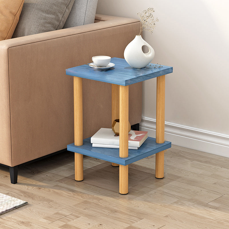 Scandinavian Style Wooden Side Table Double Tier End Table Concrete Sofa Side Accent Table