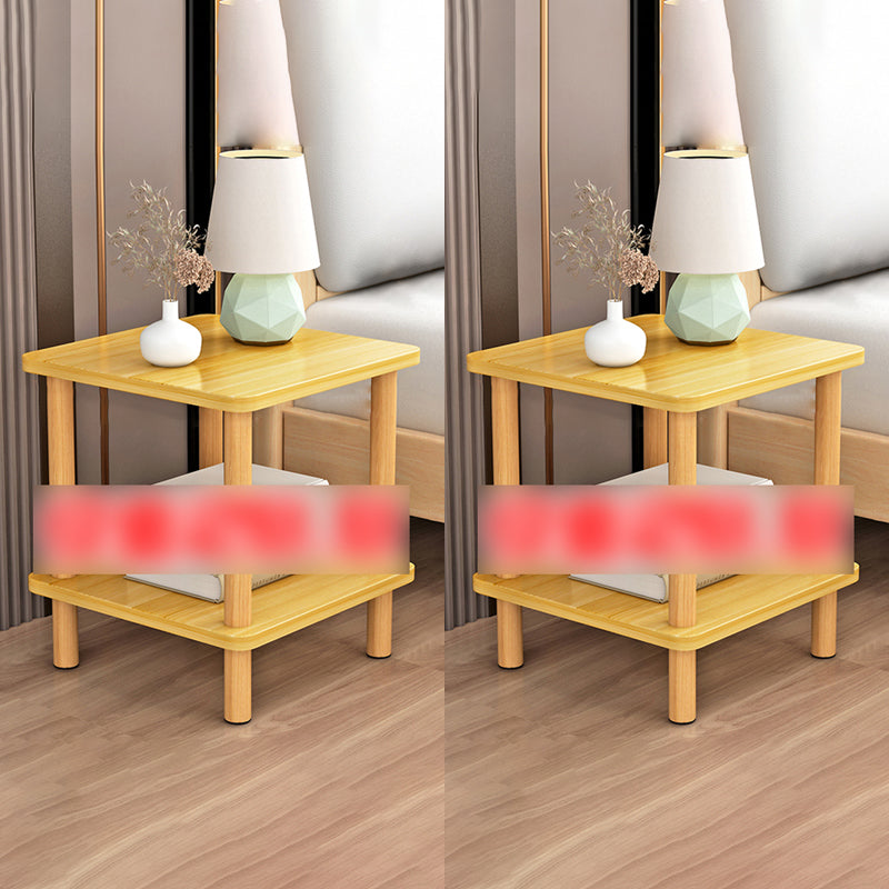 Scandinavian Style Wooden Side Table Double Tier End Table Concrete Sofa Side Accent Table