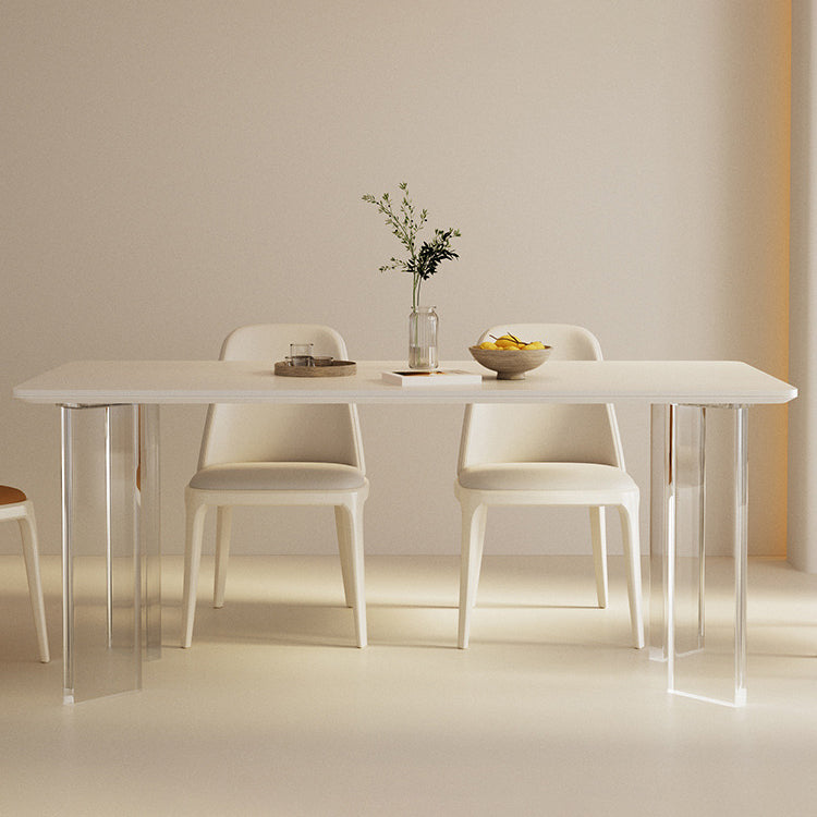 Modern Style 1/3/4 Pieces Dining Table Rectangle Stone Furniture in White