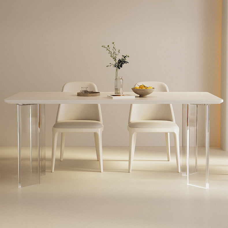 Modern Style 1/3/4 Pieces Dining Table Rectangle Stone Furniture in White