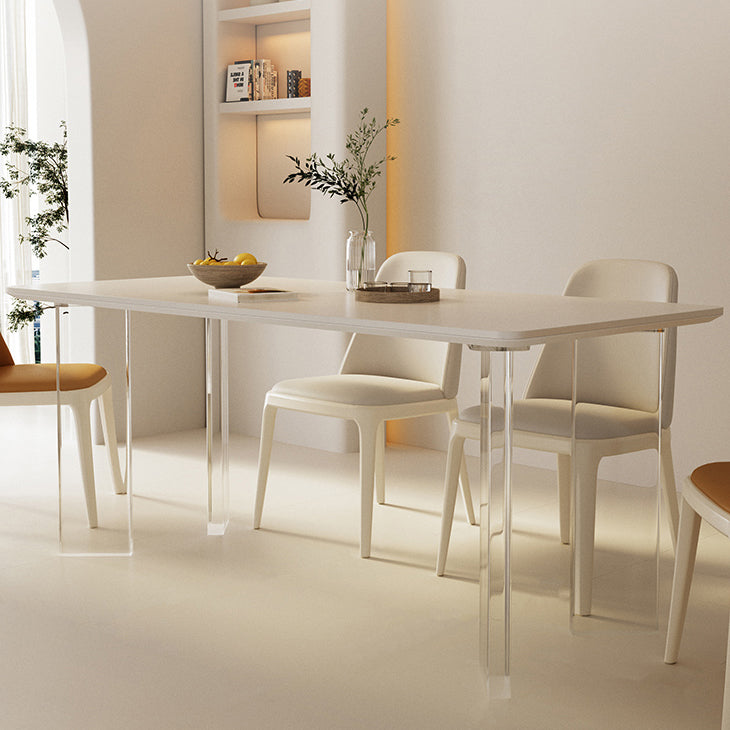 Modern Style 1/3/4 Pieces Dining Table Rectangle Stone Furniture in White