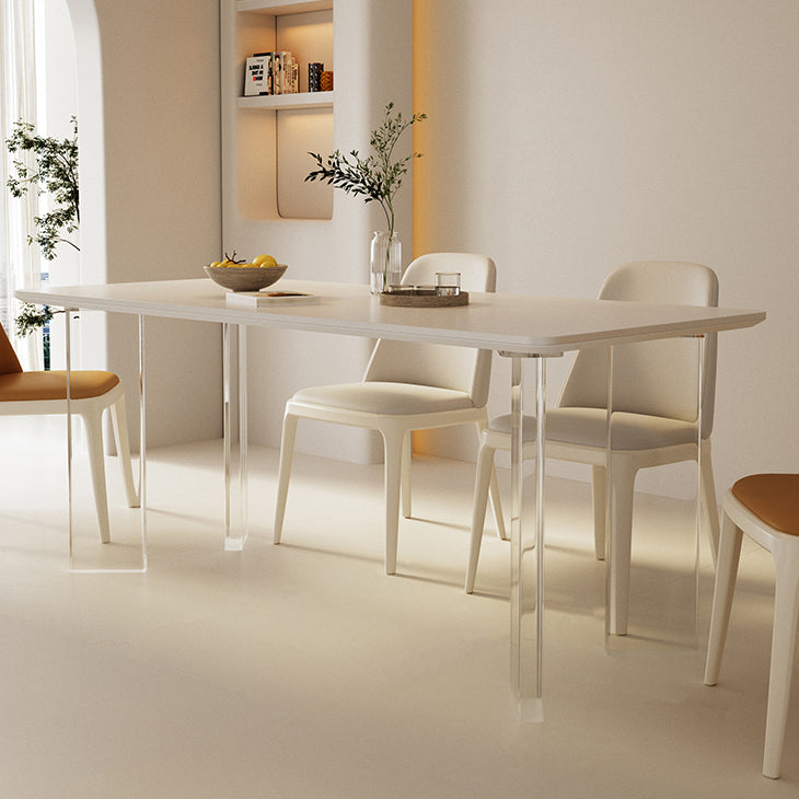 Modern Style 1/3/4 Pieces Dining Table Rectangle Stone Furniture in White