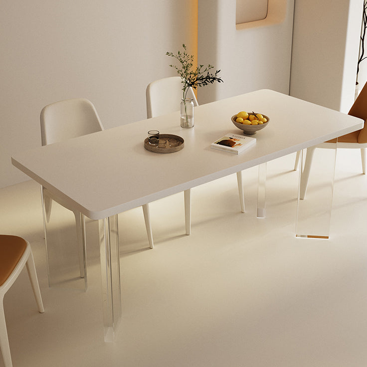 Modern Style 1/3/4 Pieces Dining Table Rectangle Stone Furniture in White