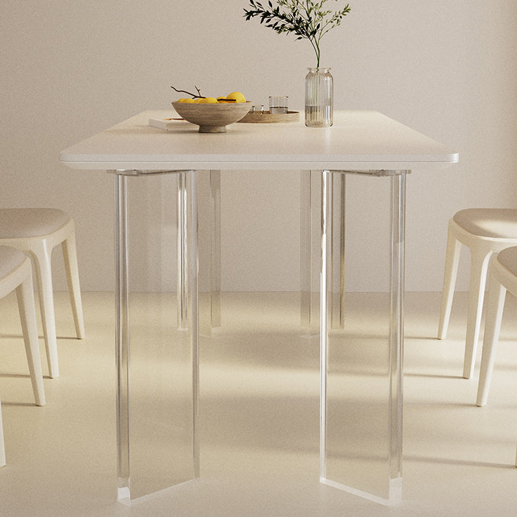 Modern Style 1/3/4 Pieces Dining Table Rectangle Stone Furniture in White