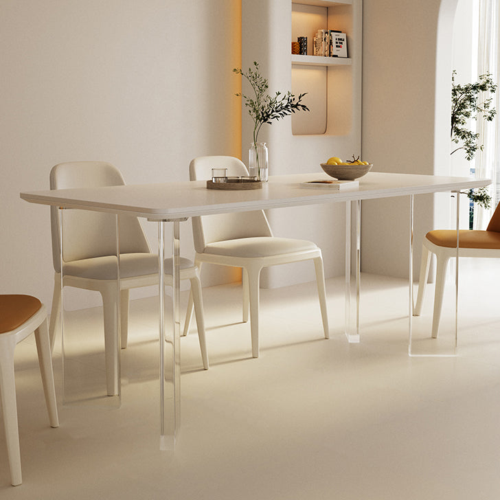 Modern Style 1/3/4 Pieces Dining Table Rectangle Stone Furniture in White