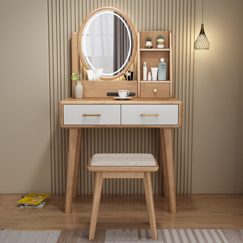 Traditions Dressing Table Cherry Bedroom Lighted Mirror Standing Make-up Vanity