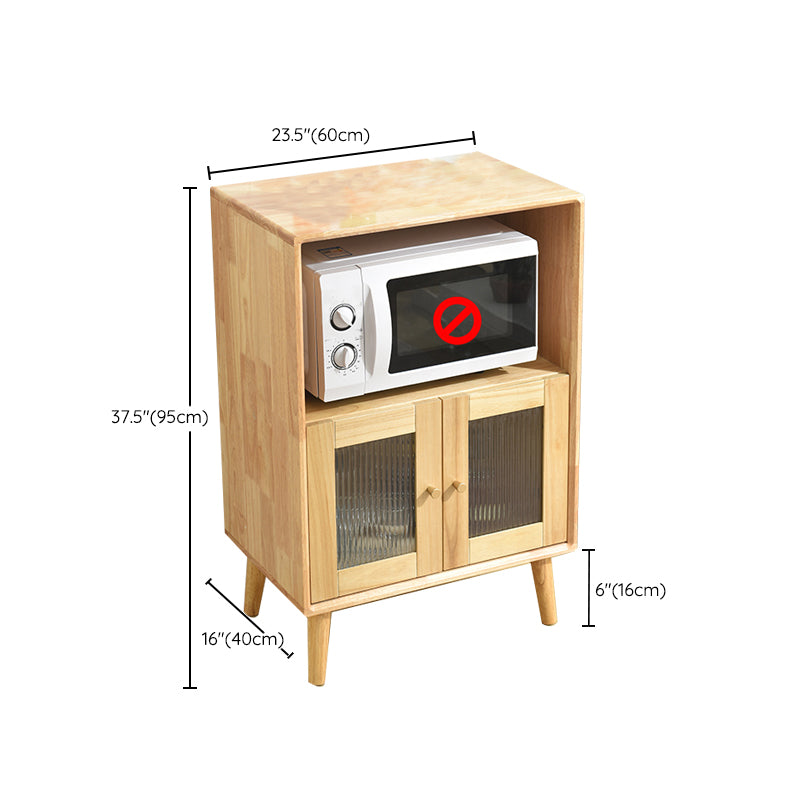 Modern Glass Paned Accent Cabinet 1-Door Solid Wood Chest with 2 Drawers