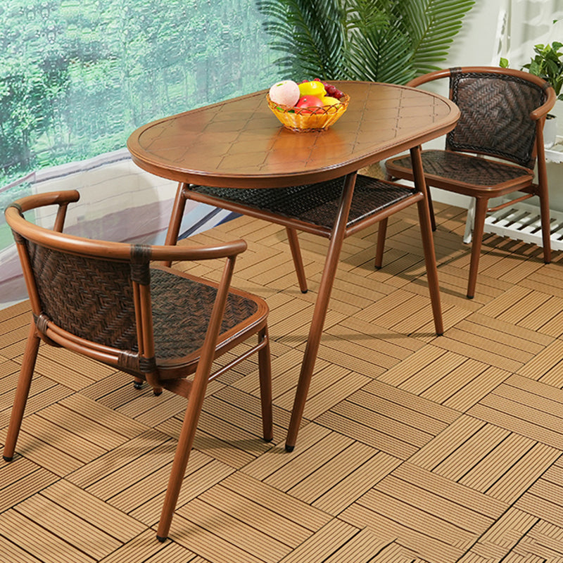 Modern Style Bistro Set Brown Metal Oval 1/2/3 Pieces Bistro Set