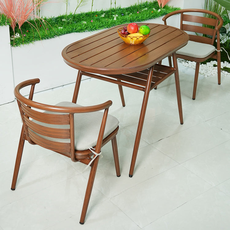 Modern Style Bistro Set Brown Metal Oval 1/2/3 Pieces Bistro Set