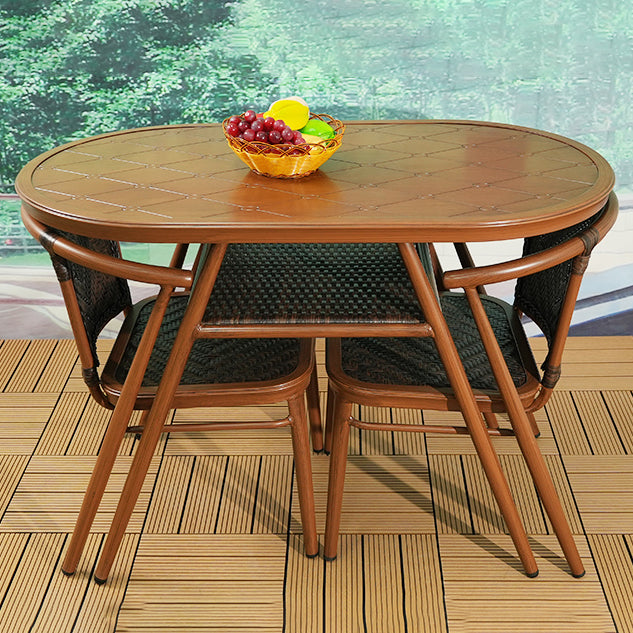 Modern Style Bistro Set Brown Metal Oval 1/2/3 Pieces Bistro Set