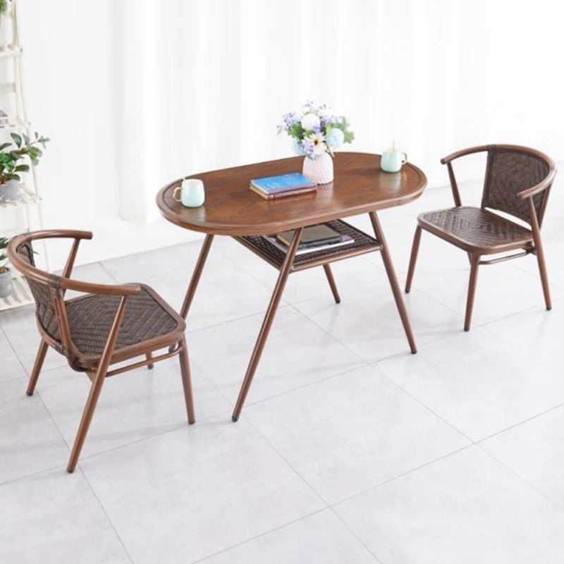 Modern Style Bistro Set Brown Metal Oval 1/2/3 Pieces Bistro Set