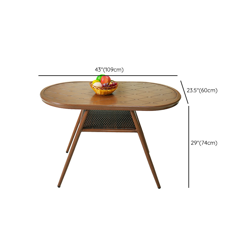 Modern Style Bistro Set Brown Metal Oval 1/2/3 Pieces Bistro Set