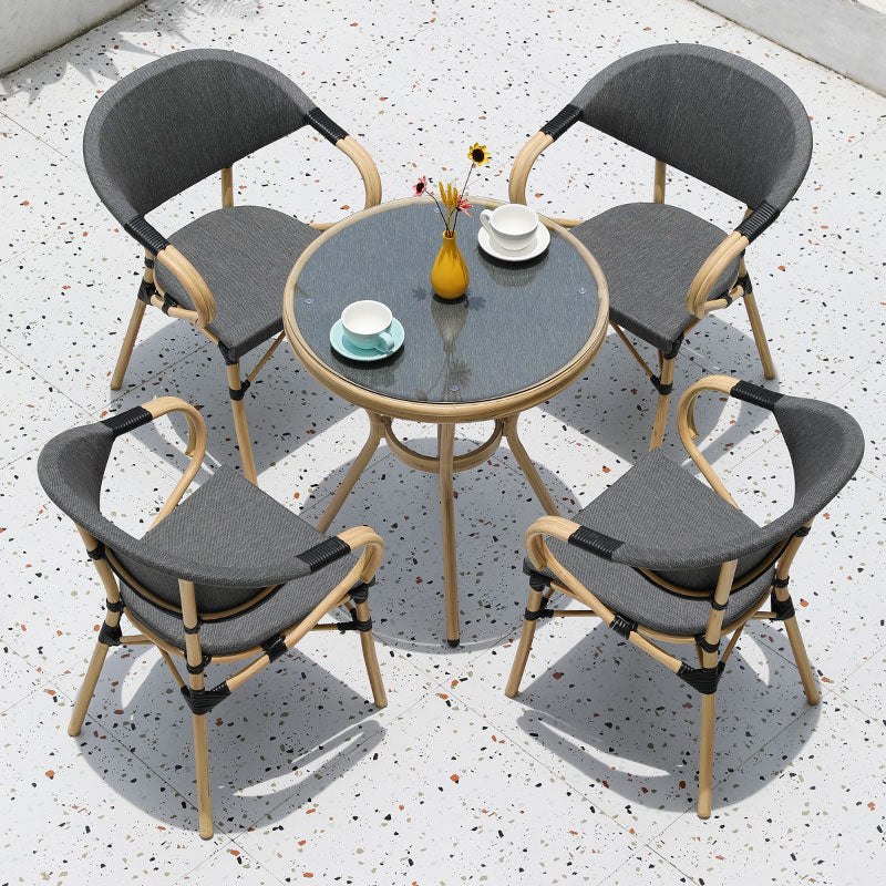 1/2/3/5 Pieces Bistro Table Set Gray Modern Patio Dining Table