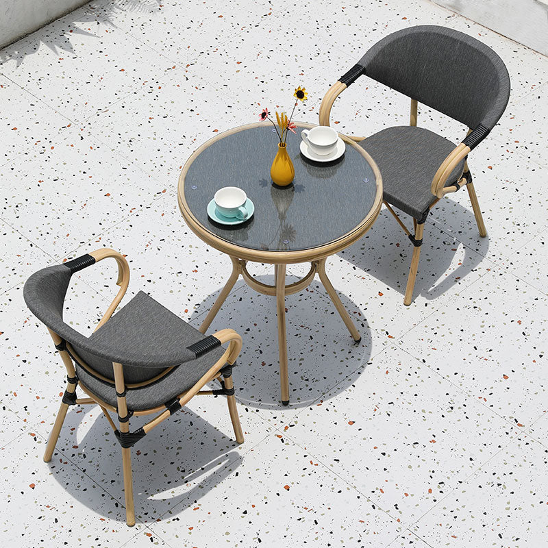 1/2/3/5 Pieces Bistro Table Set Gray Modern Patio Dining Table