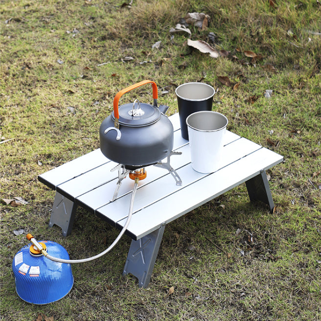 Industrial Metal Table Folding Outdoor End Table with 4 Legs