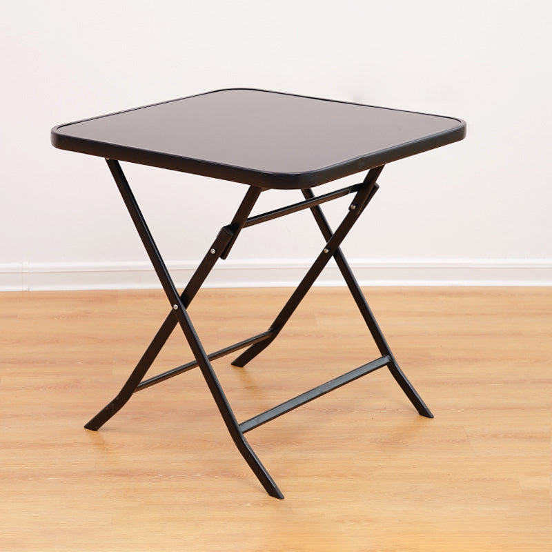 Industrial Tempered Glass Bistro Table Metal Frame Patio Table