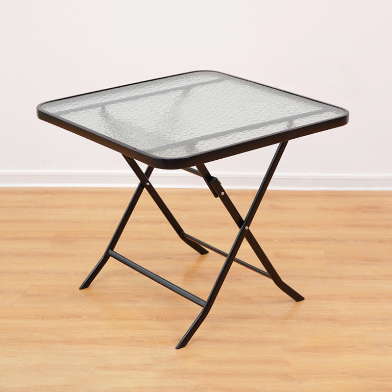 Industrial Tempered Glass Bistro Table Metal Frame Patio Table