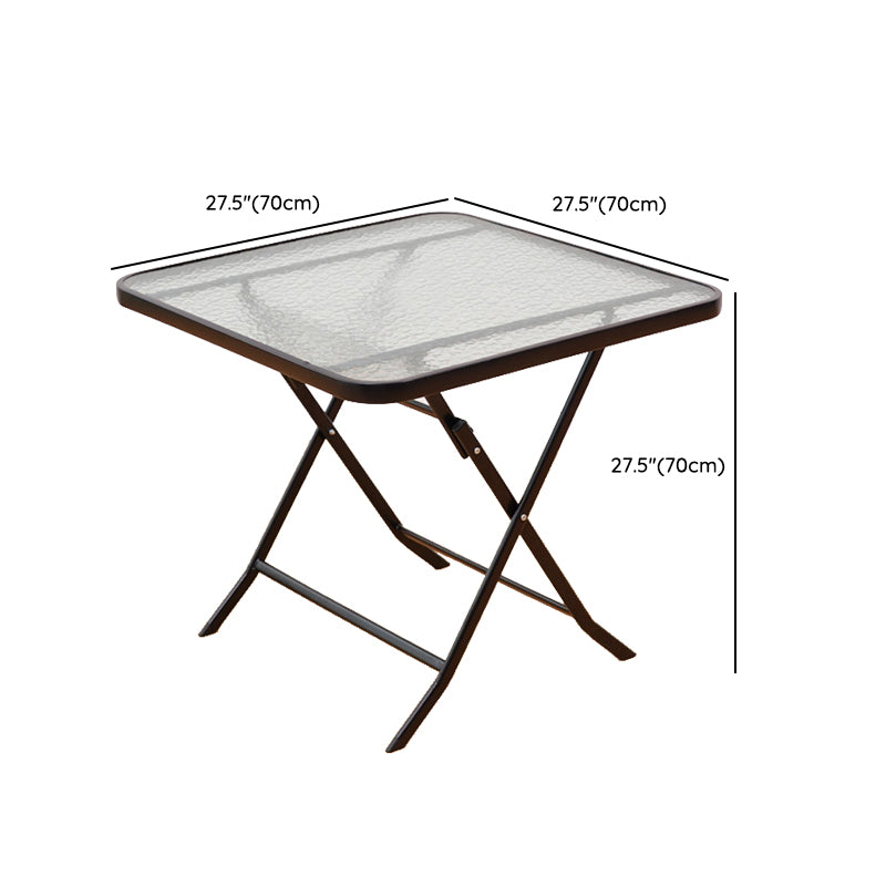 Industrial Tempered Glass Bistro Table Metal Frame Patio Table