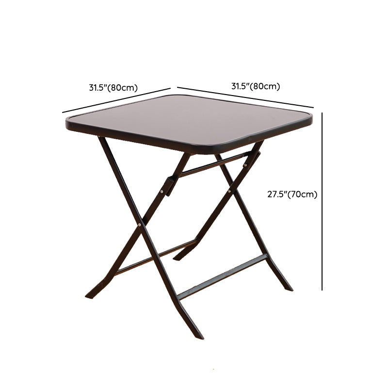 Industrial Tempered Glass Bistro Table Metal Frame Patio Table