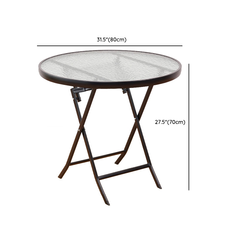 Industrial Tempered Glass Bistro Table Metal Frame Patio Table