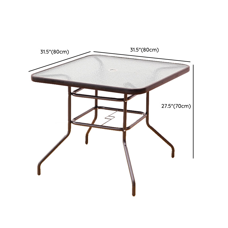 Industrial Tempered Glass Bistro Table Metal Frame Patio Table