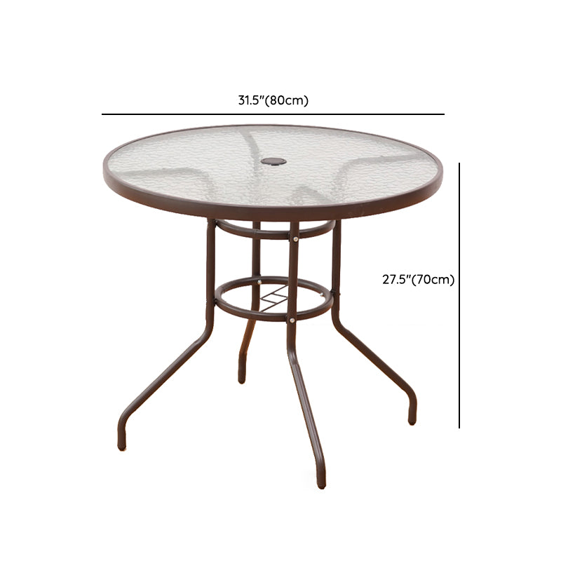 Industrial Tempered Glass Bistro Table Metal Frame Patio Table