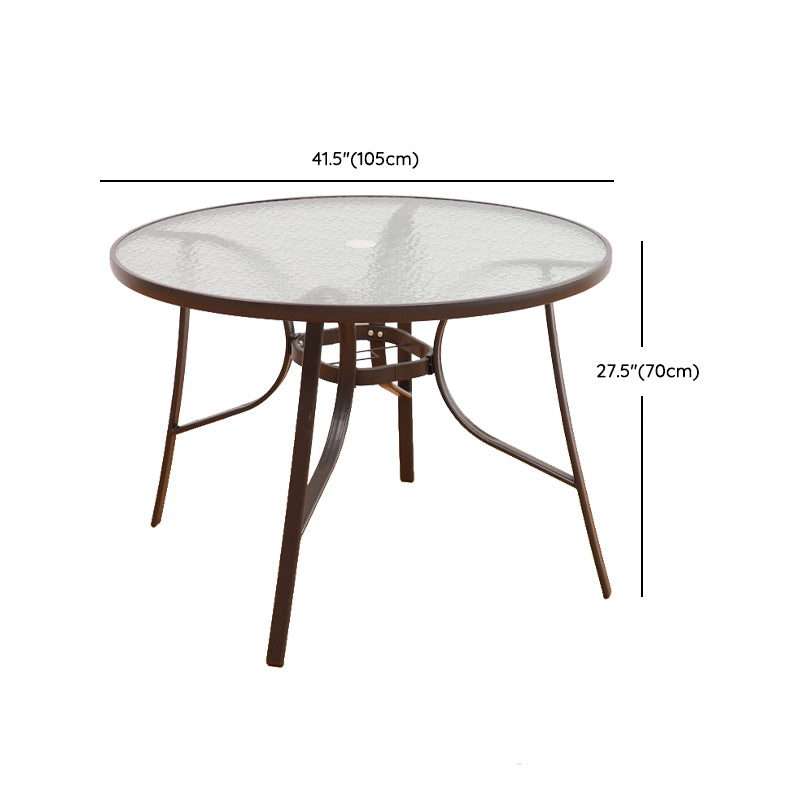 Industrial Tempered Glass Bistro Table Metal Frame Patio Table