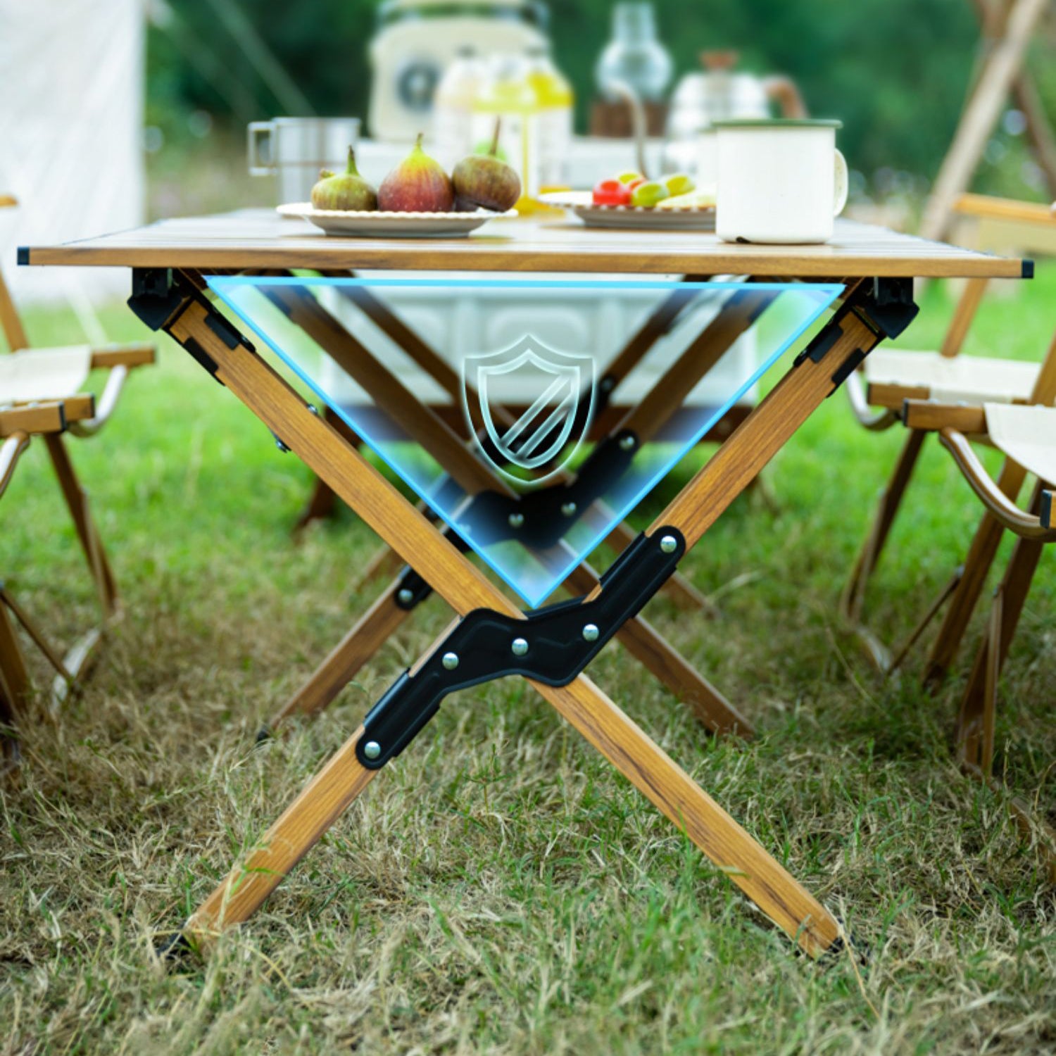 Industrial Aluminum Rectangle Table Foldable Camping Table in Brown