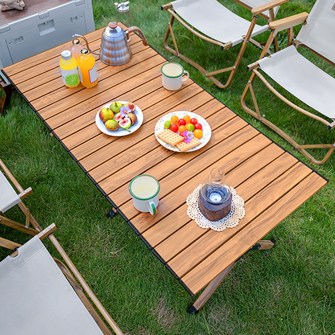 Industrial Aluminum Rectangle Table Foldable Camping Table in Brown