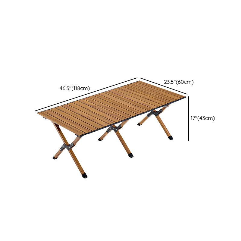 Industrial Aluminum Rectangle Table Foldable Camping Table in Brown