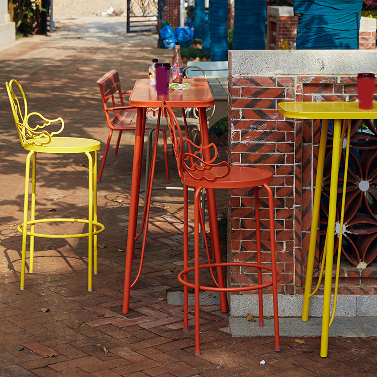 Industrial Rectangle Dining Table Metal Outdoor Table with Metal Base