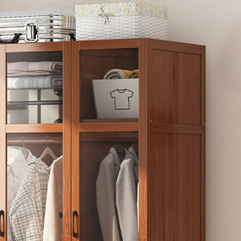 Modern Wardrobe Cabinet Solid Wood Clothes Rail Wardrobe Armoire