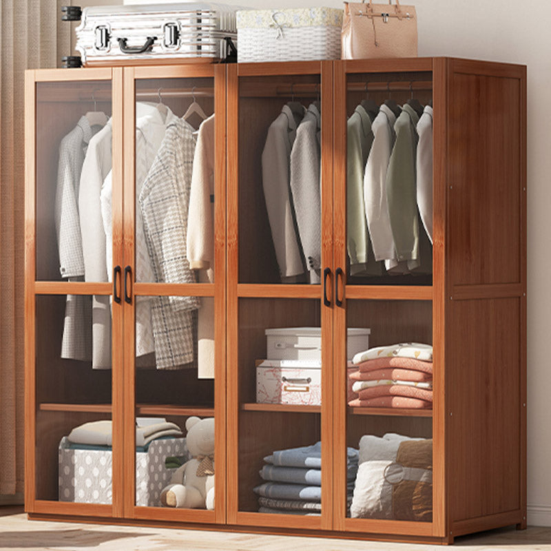 Modern Wardrobe Cabinet Solid Wood Clothes Rail Wardrobe Armoire