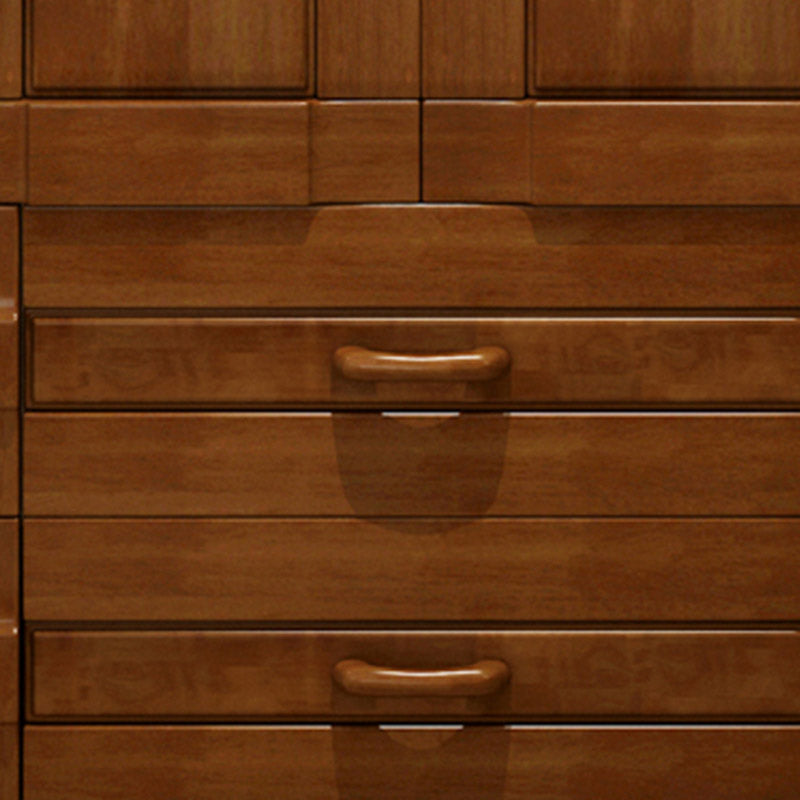 Modern Wardrobe Armoire Solid Wood Wardrobe Cabinet with Doors and Drawer