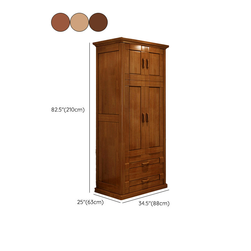 Modern Wardrobe Armoire Solid Wood Wardrobe Cabinet with Doors and Drawer