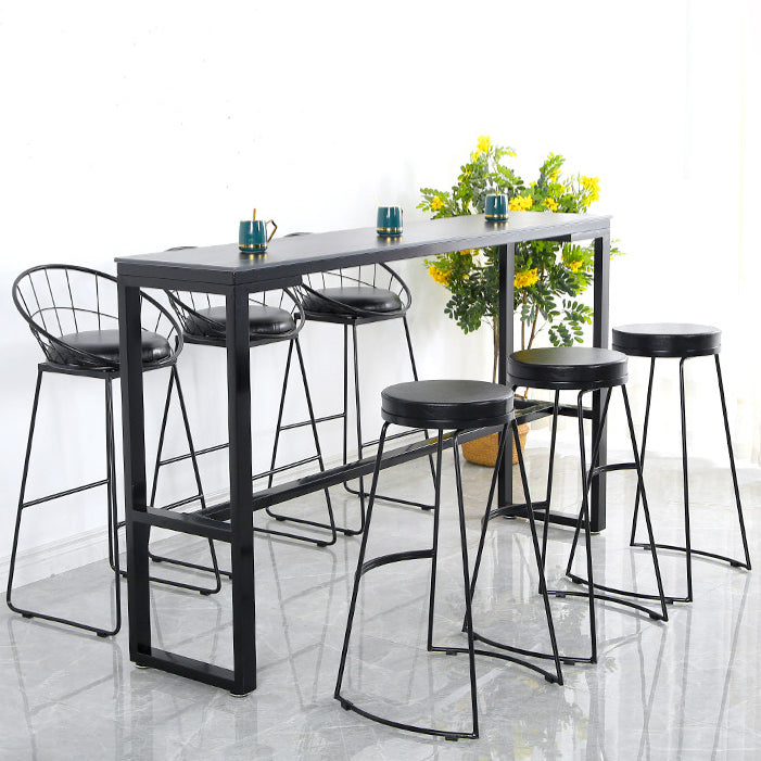Modern Style Stone Bistro Bar Table Rectangle Metal Base Bar Table