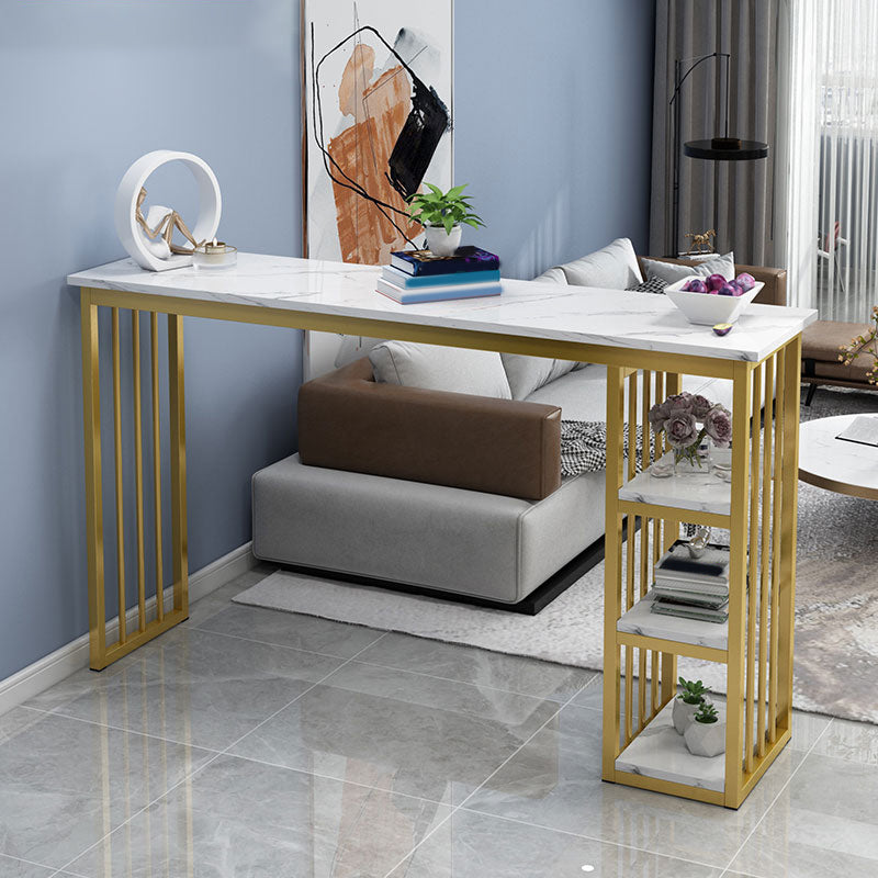 Modern Style Bistro Bar Table Rectangle Gold Frame Bar Table