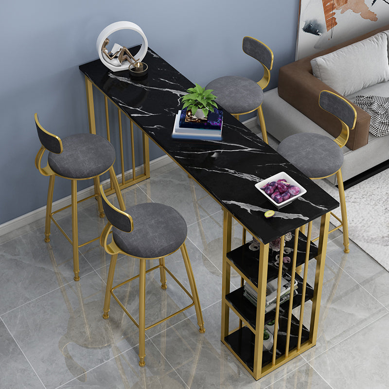 Modern Style Bistro Bar Table Rectangle Gold Frame Bar Table