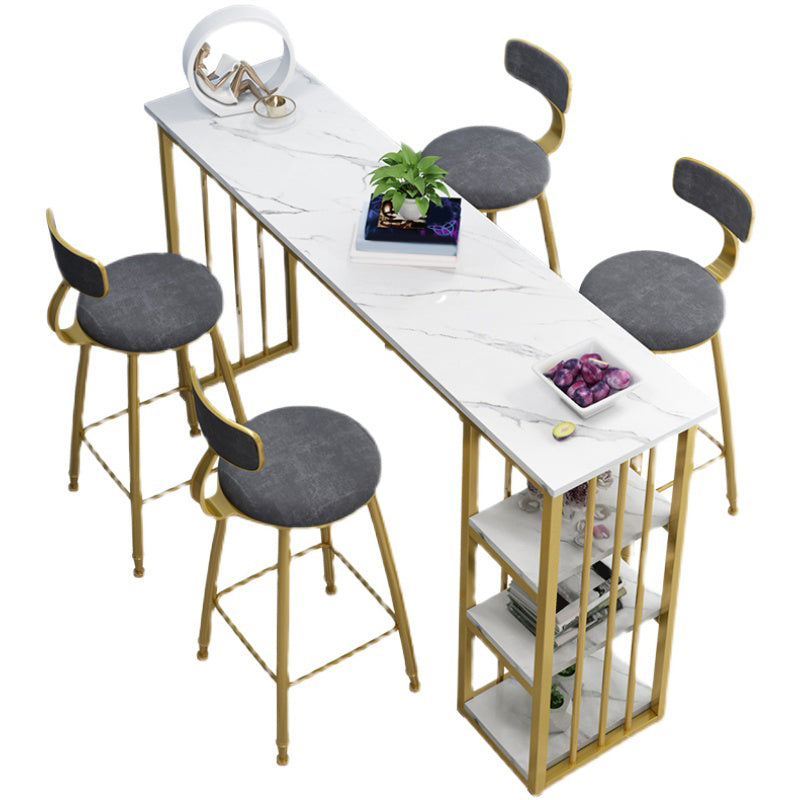 Modern Style Bistro Bar Table Rectangle Gold Frame Bar Table