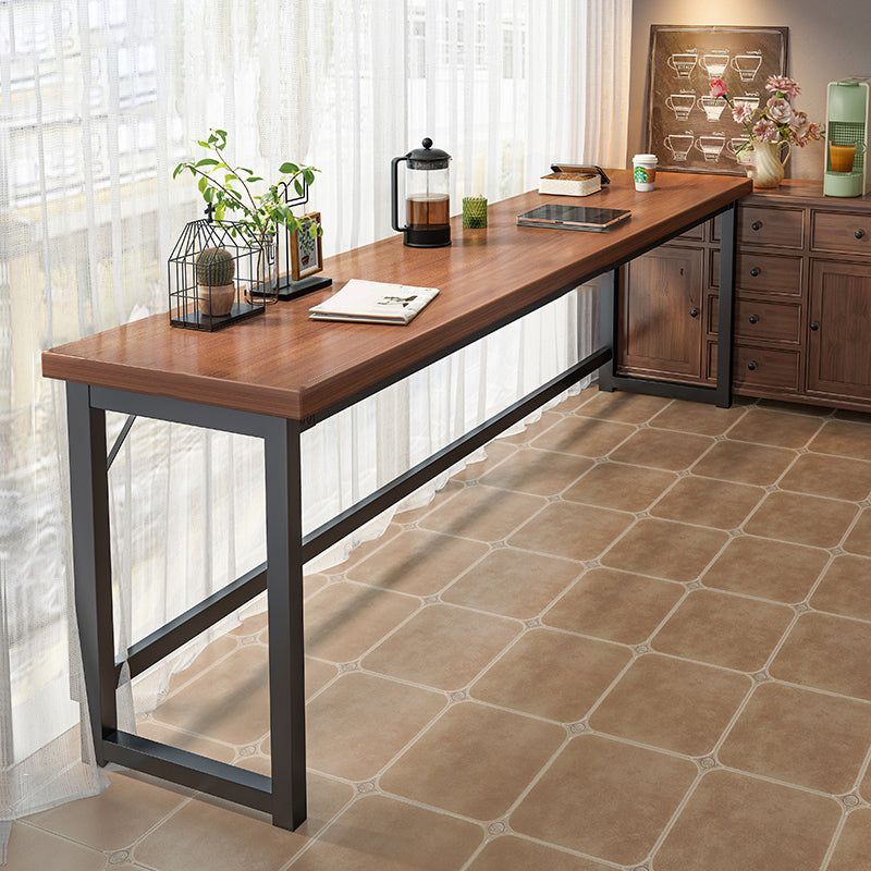 Industrial Wooden Bistro Bar Table Rectangle Metal Base Bar Table