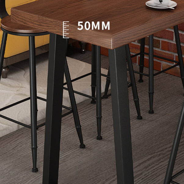 Industrial Style Bistro Bar Table Rectangle Solid Wood Bar Table