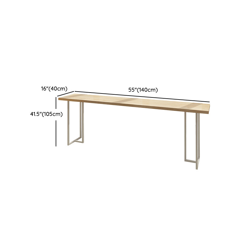 Modern Bistro Bar Table Rectangle Wood Double Pedestal Bar Table