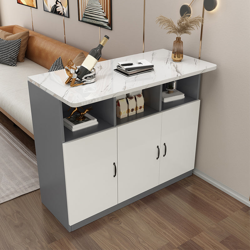 Modern Bistro Bar Table Rectangle Wooden Bar Table with Storage